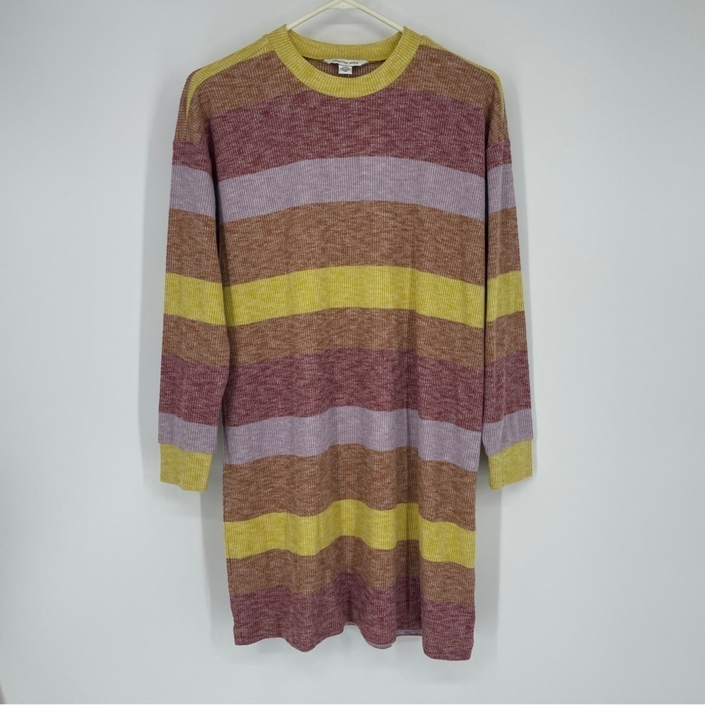 American Eagle Long Sleeve Cozy Knit Dress Striped - Picture 1 of 9